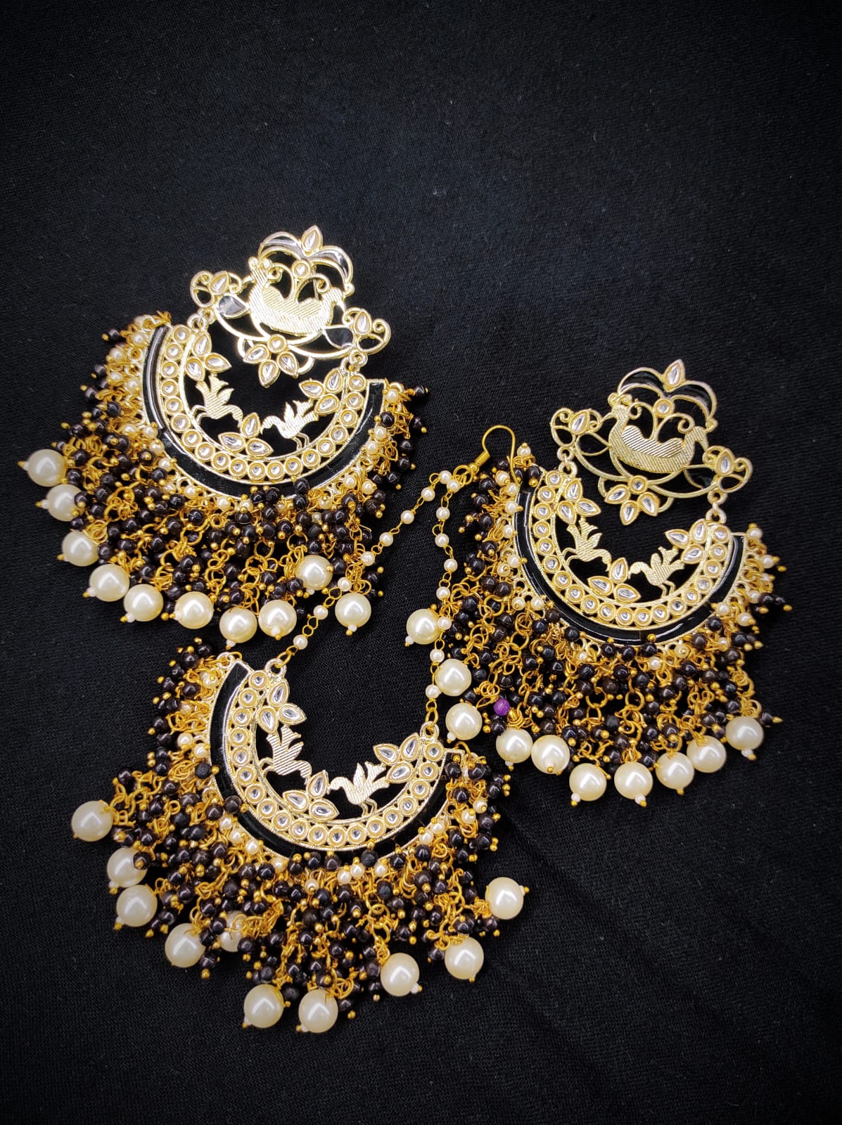 Zevar Earrings High Quality kundan Chandbali Design Earrings With Maangtika Set By Zevar