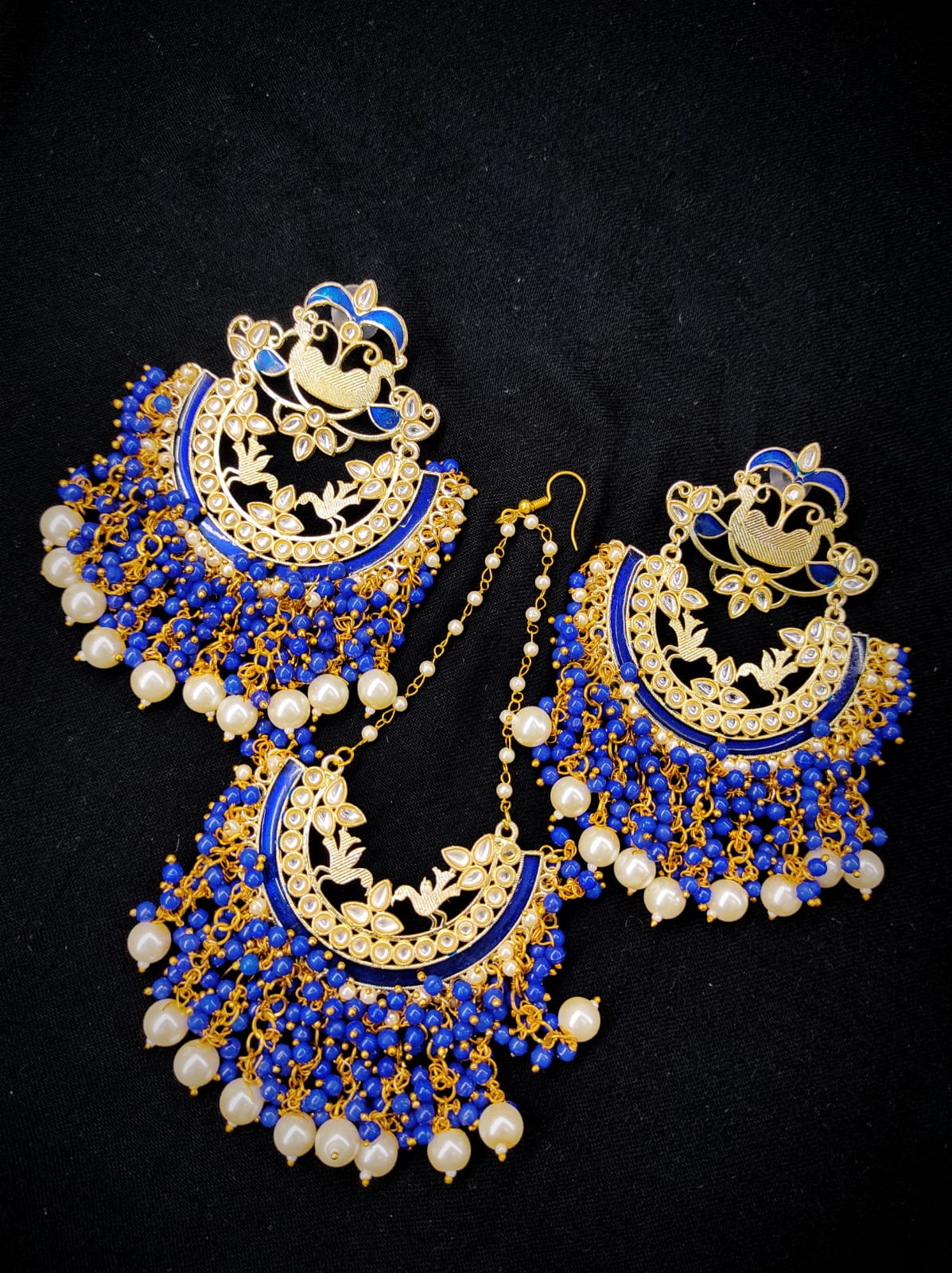 Zevar Earrings High Quality kundan Chandbali Design Earrings With Maangtika Set By Zevar