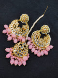 Zevar Earrings High Quality kundan earrings With Maangtika Back Side Meenakari Work Set By Zevar