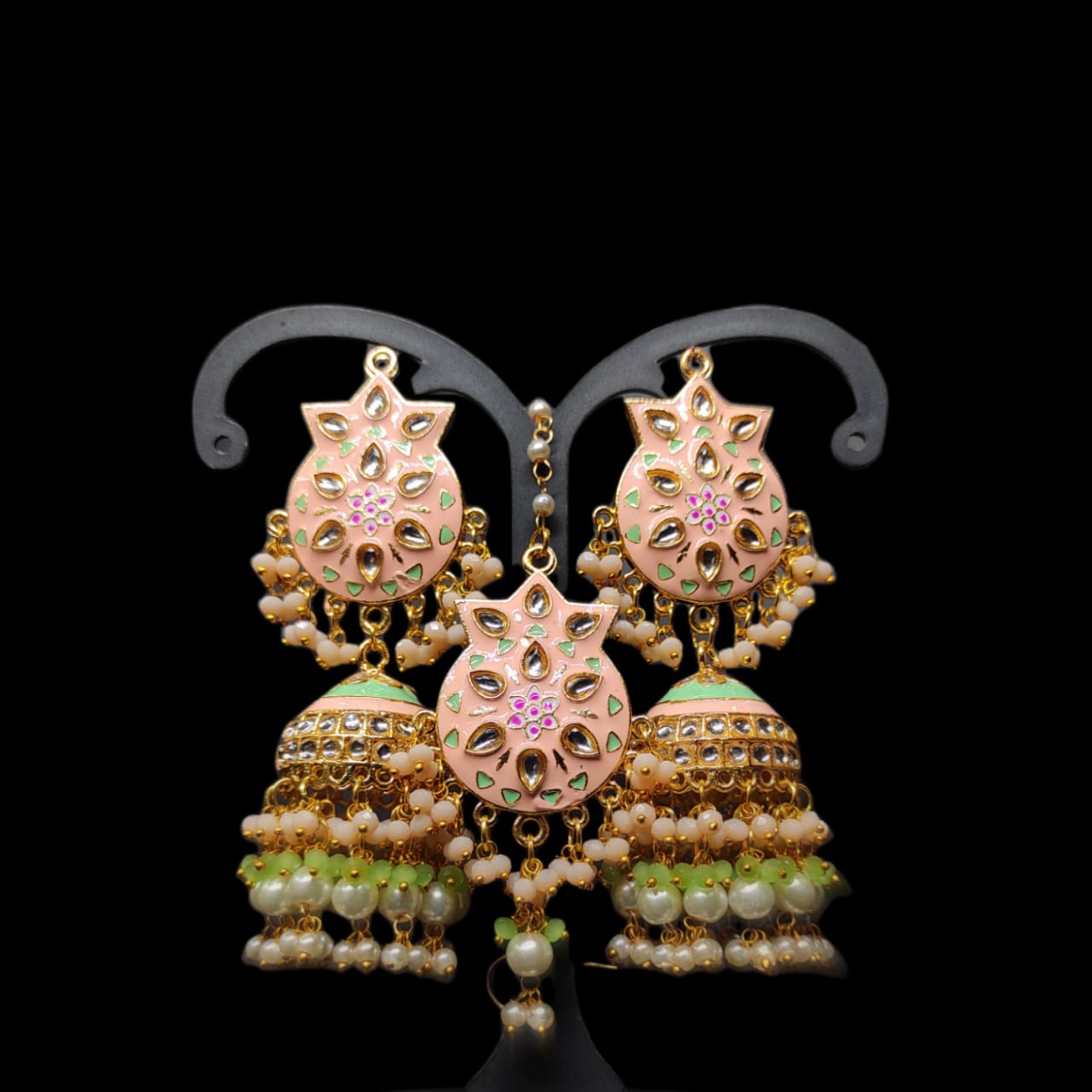 Zevar Earrings High Quality kundan earrings  With Maangtika Set By Zevar