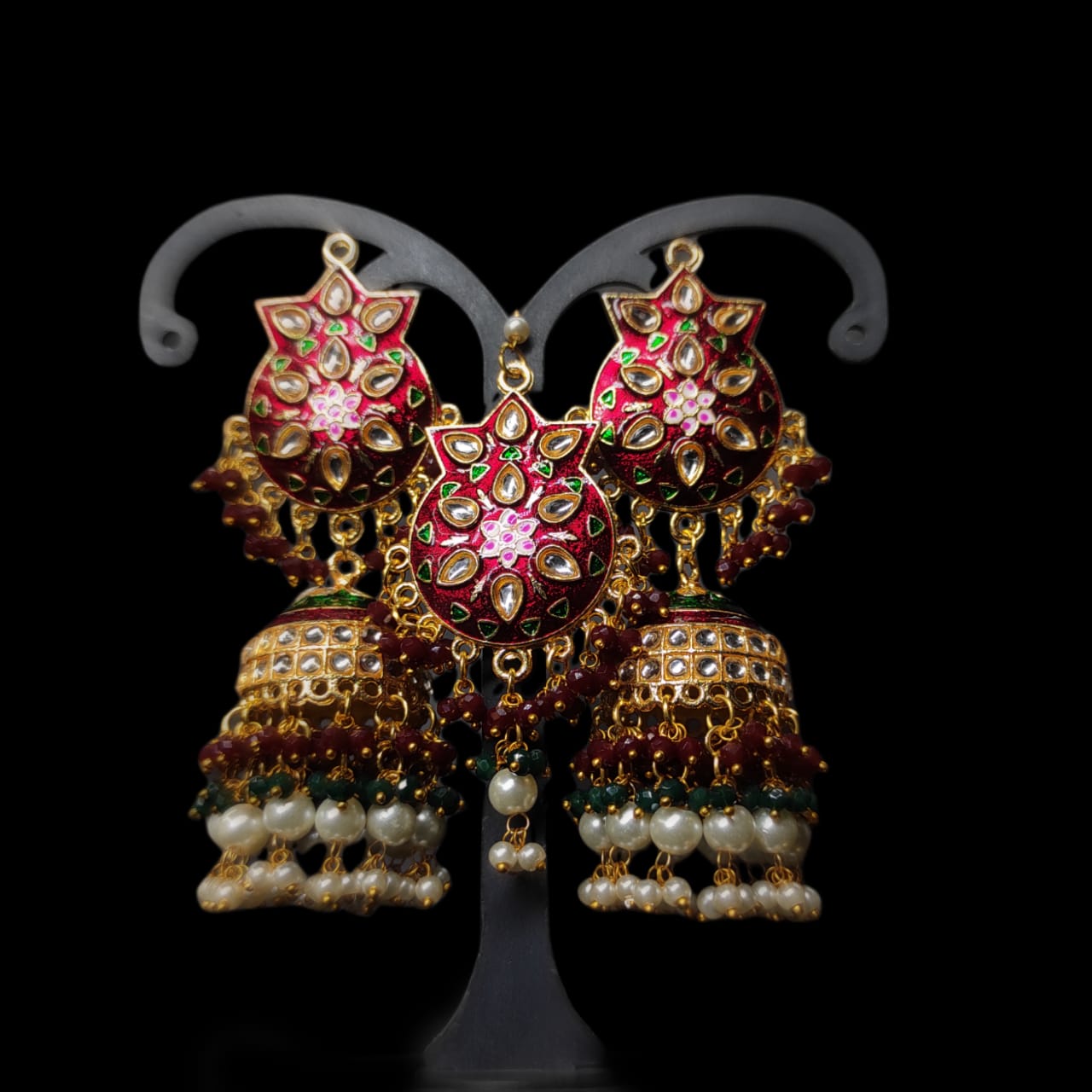Zevar Earrings High Quality kundan earrings  With Maangtika Set By Zevar