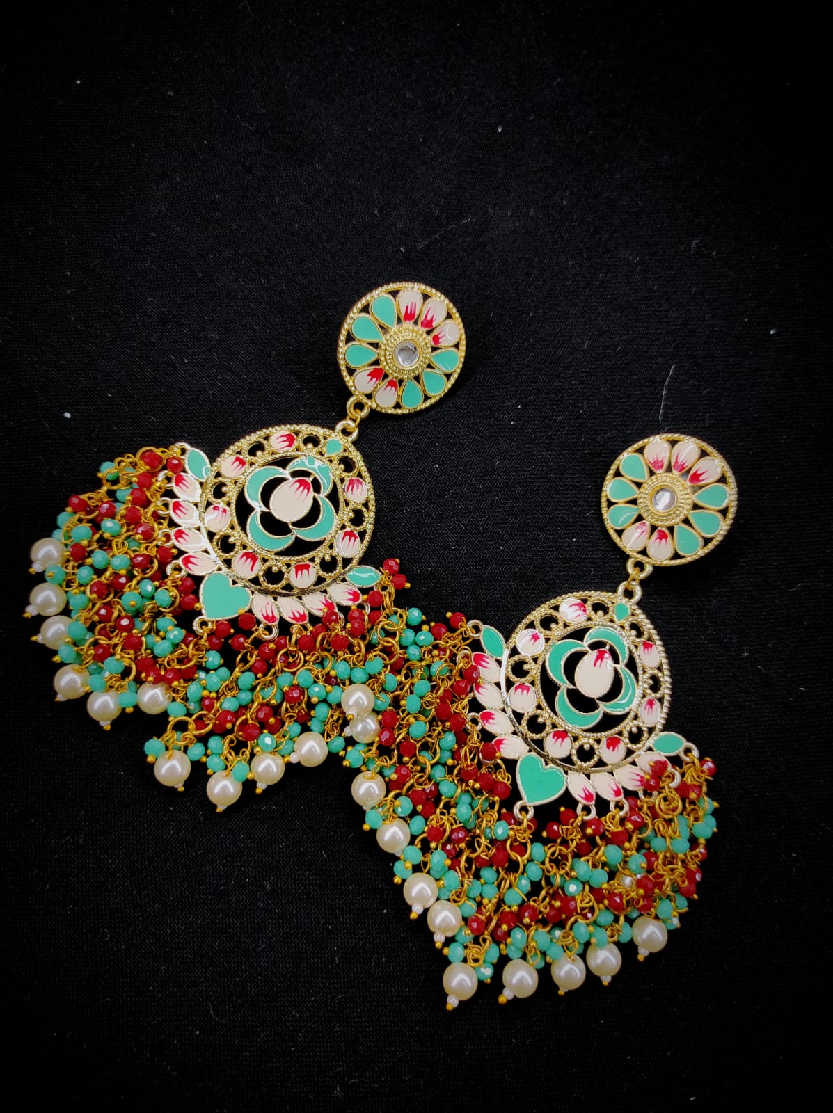 Zevar Earrings High Quality kundan Real Meenakari Work Earrings Set By Zevar