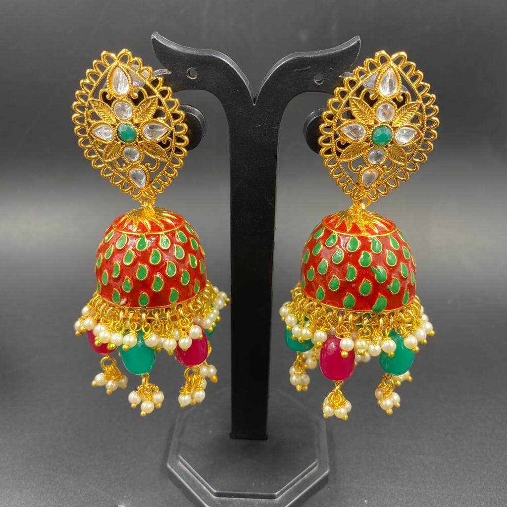 Zevar Earrings Indian Jewelery traditional Jewelery earring pearl and stone By Zevar.