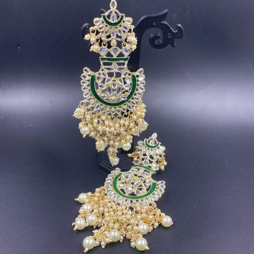 Zevar Earrings Kundan Chandbali Style Earrings Pearls Jewelry Set By Zevar.