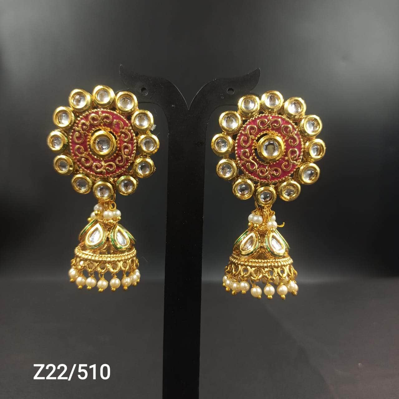 Zevar Earrings Kundan Earrings gold Design By Zevar