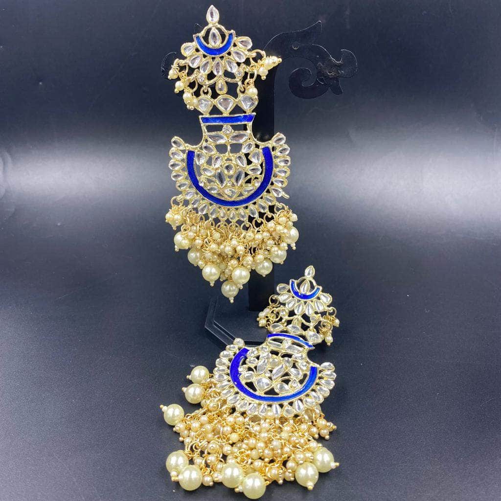 Zevar Earrings Kundan Jewellery,Kundan and pearl earrings, wedding collection By Zevar.