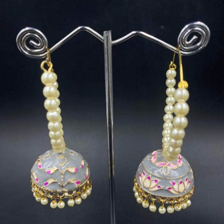 Zevar Earrings Kundan Meenakari Earrings Alloy Flower Meenakari Earrings By Zevar.