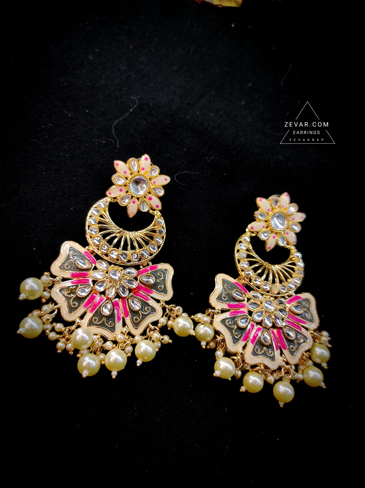 Zevar Earrings Kundan Minakari Earrings Design By Zevar