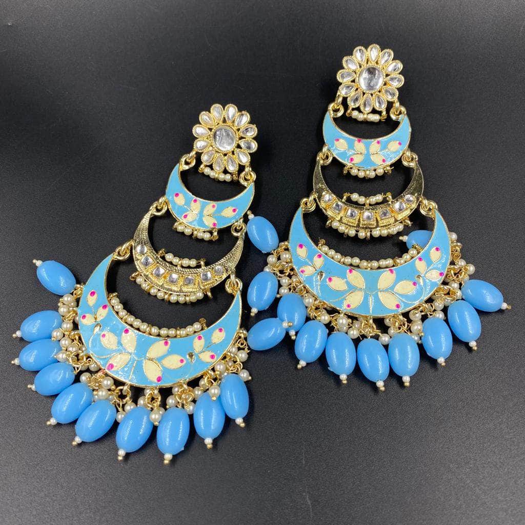 Zevar Earrings Kundan Minakari & Pearl Earrings Design By Zevar