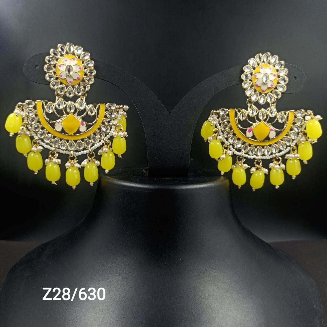 Zevar Earrings Latest Kundan Pearl & Stone Minakari Earrings Design By Zevar