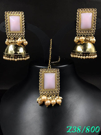 Zevar Earrings LIGHT PINK Kundan earrings Design By Zevar