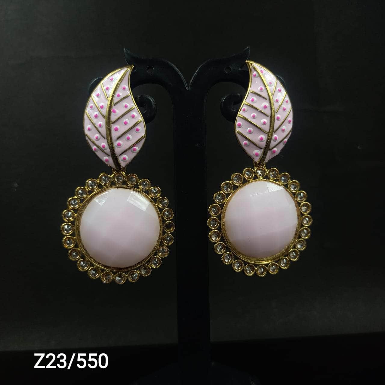 Zevar Earrings Meenakari Leaf Pattern Jhumki earrings By Zevar
