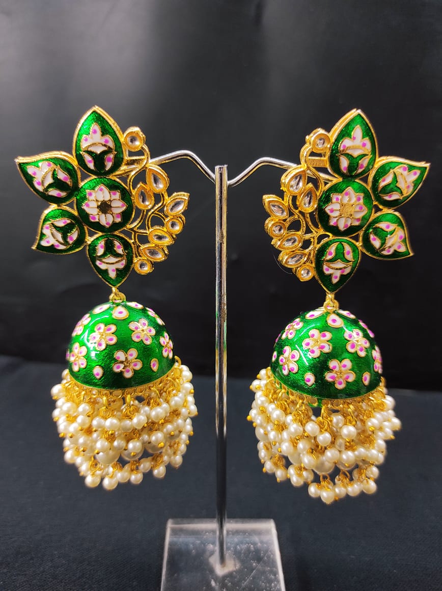 Zevar Earrings Meenakari Work  kundan jhumka earrings Set By Zevar