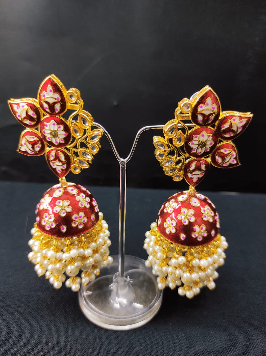 Zevar Earrings Meenakari Work  kundan jhumka earrings Set By Zevar