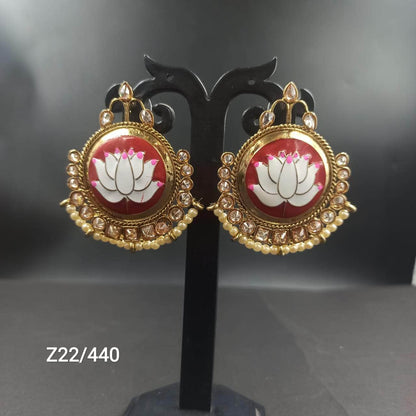 Zevar Earrings Meroon Kundan Minakari Earrings Design By Zevar