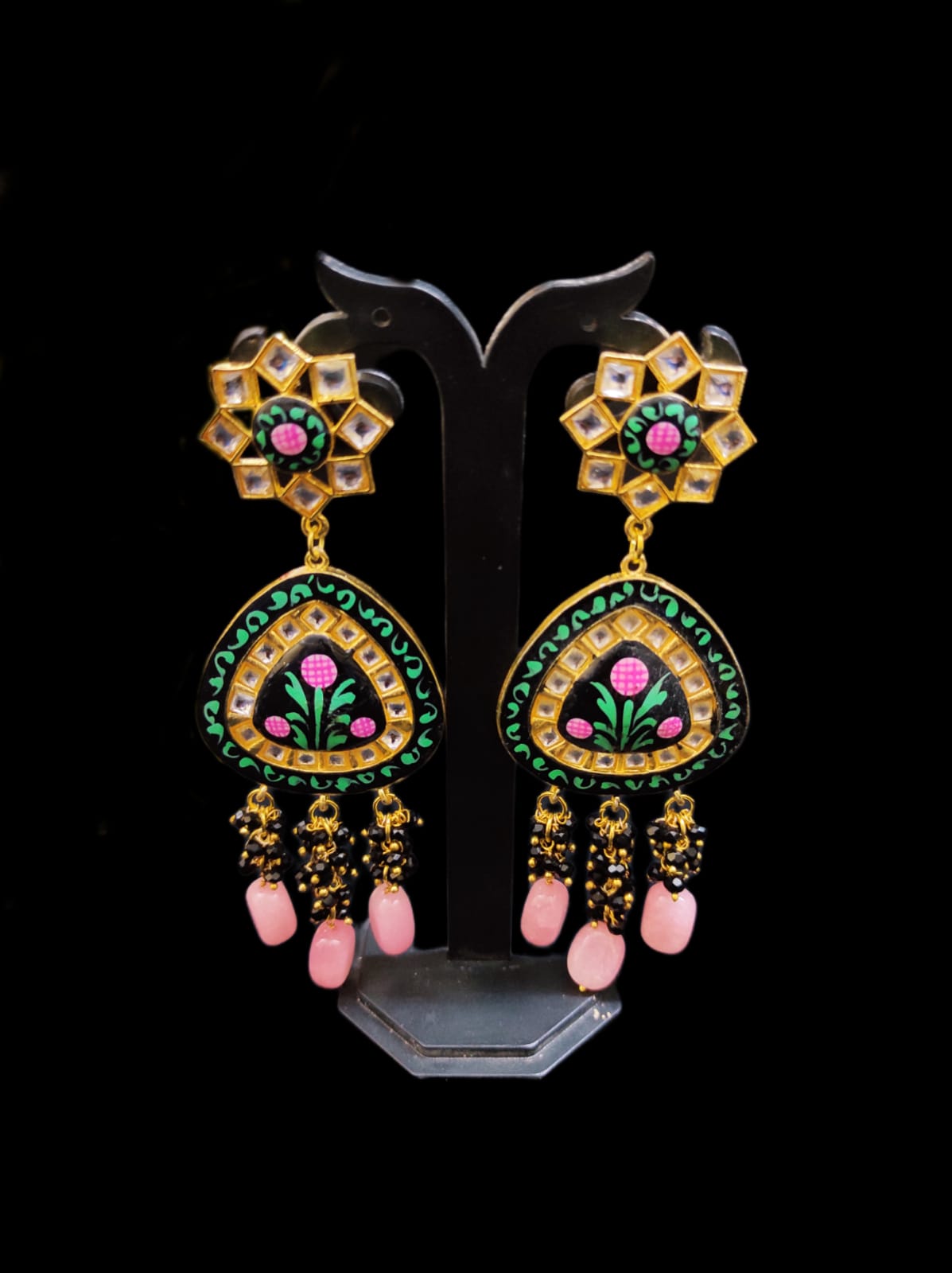Zevar Earrings New Kundan Design Minakari & Pearl Earrings Set By Zevar