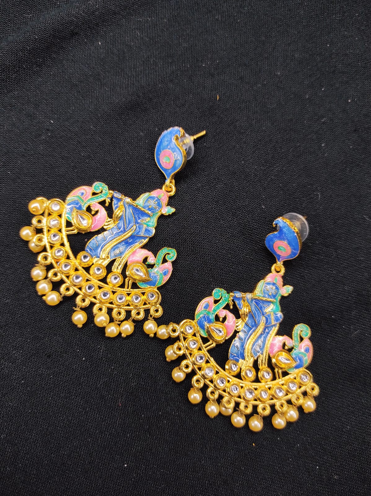 Zevar Earrings New Meenakari Work Shree Krishna Design Fancy Earrings Set By Zevar
