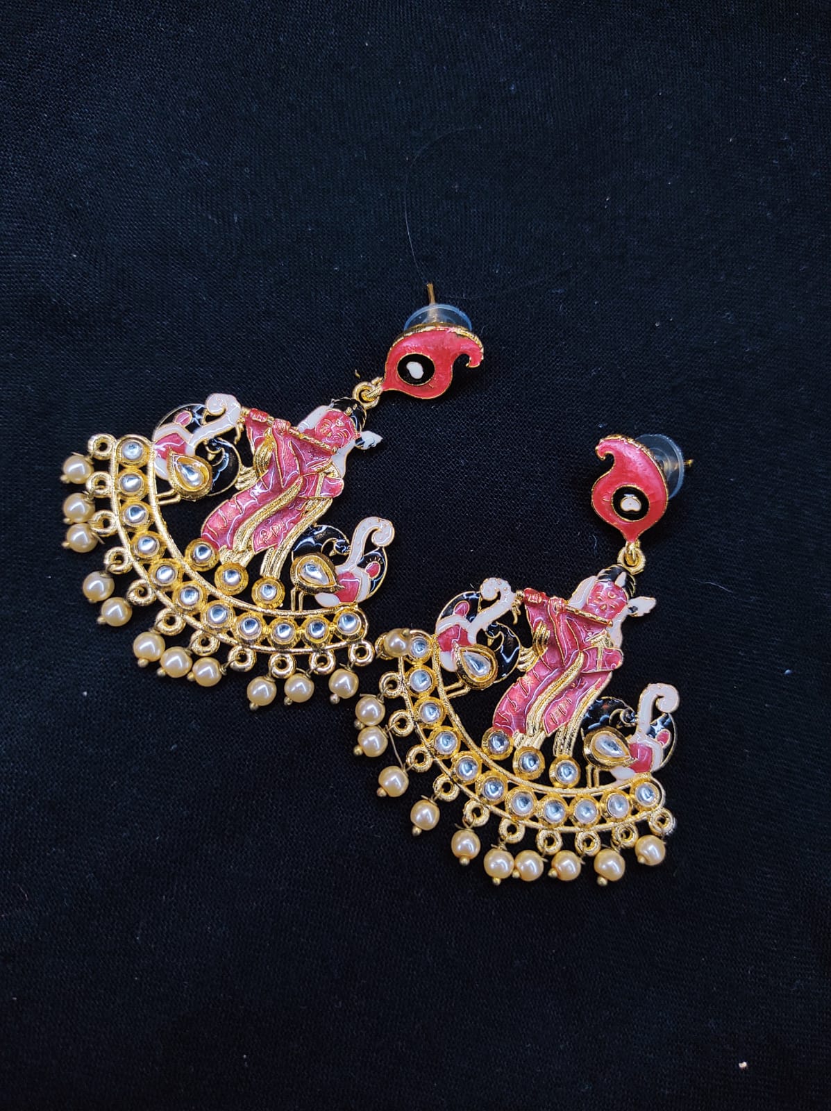 Zevar Earrings New Meenakari Work Shree Krishna Design Fancy Earrings Set By Zevar