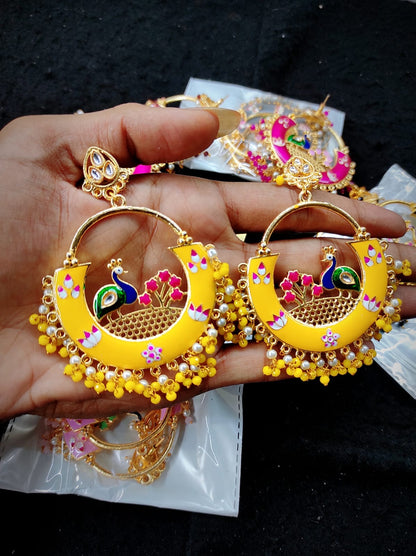 Zevar Earrings Peacock meenakari Bala earrings Set By Zevar