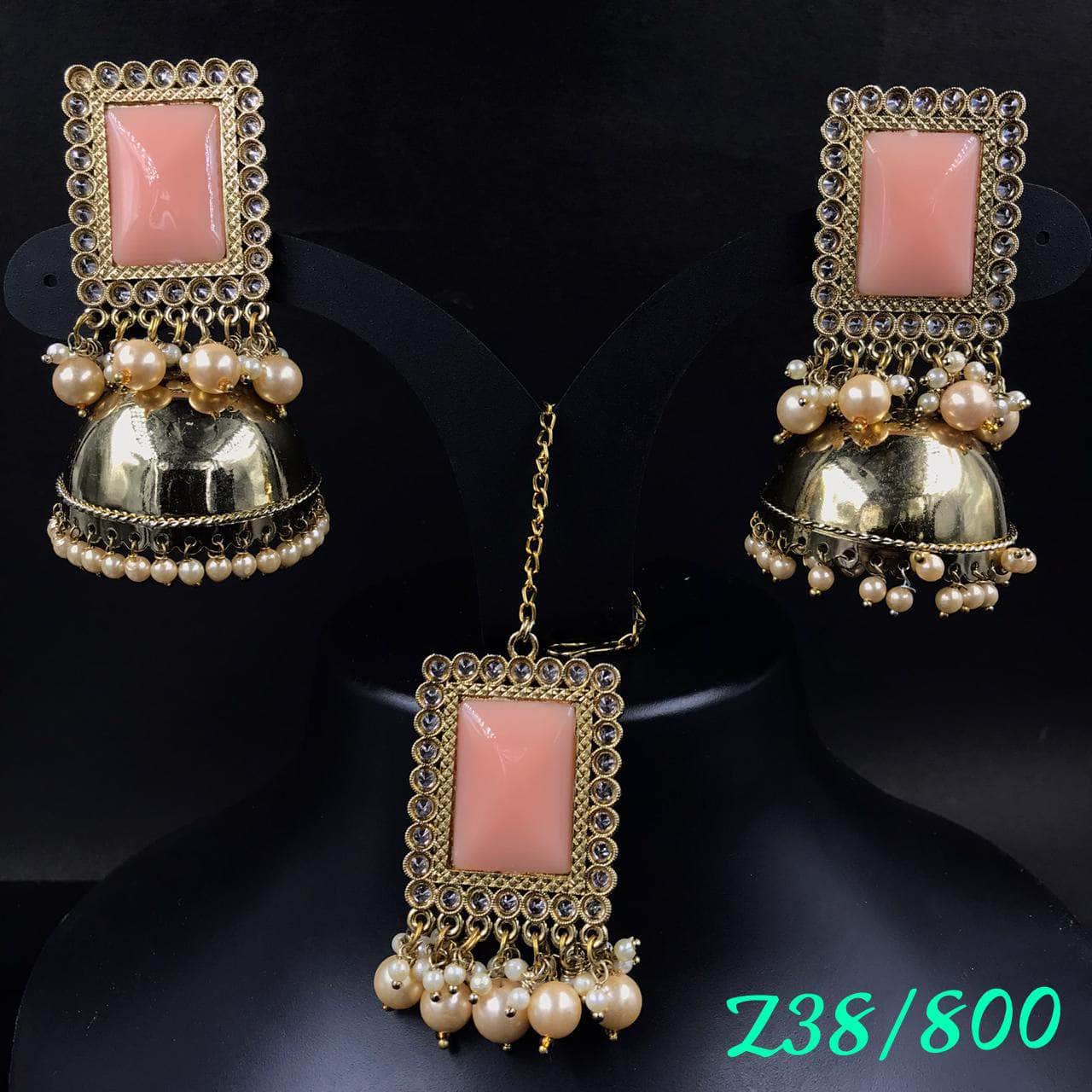 Zevar Earrings PINK Kundan earrings Design By Zevar