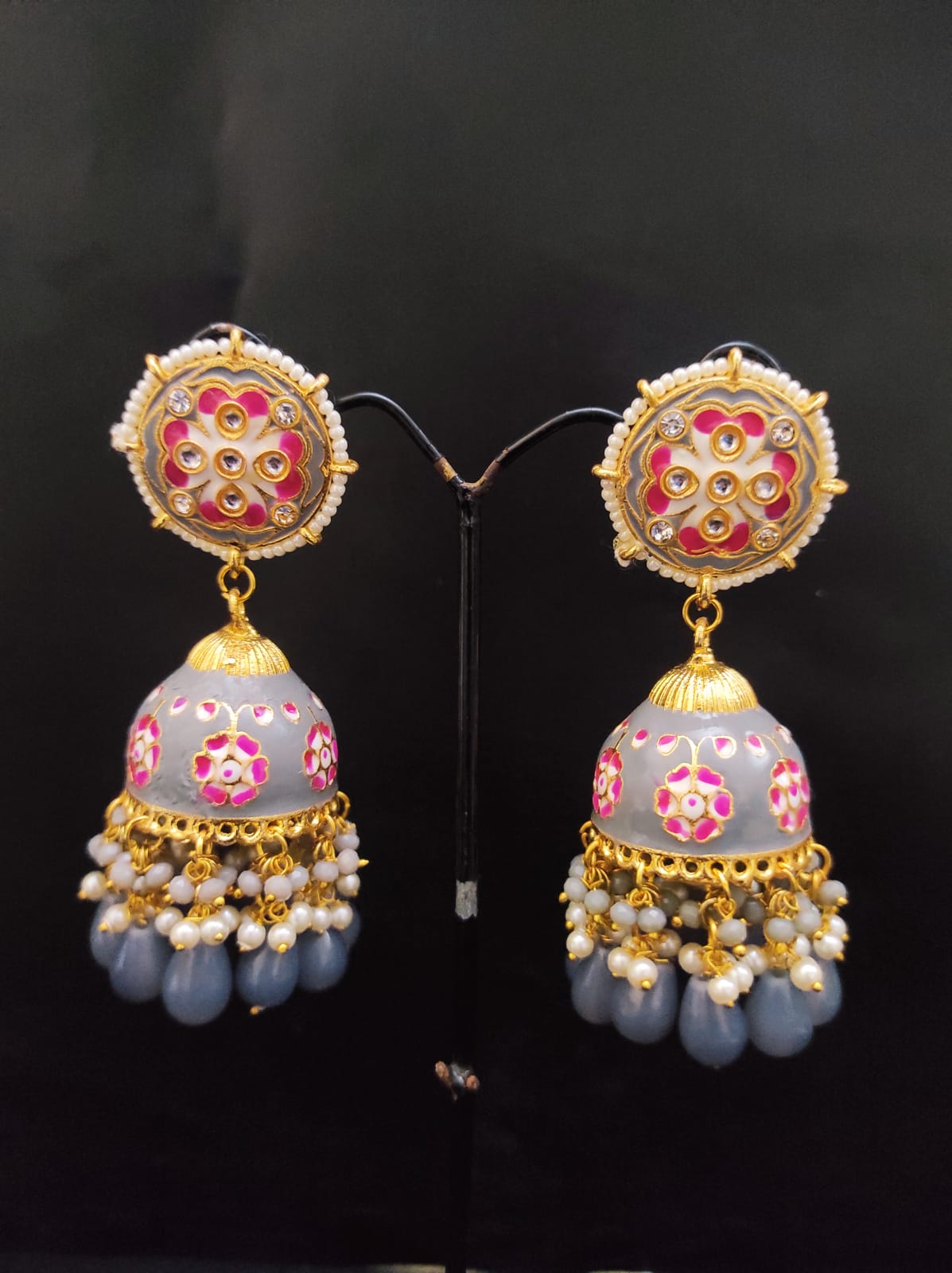 Zevar Earrings Real Meenakari Work  kundan jhumka earrings Set By Zevar