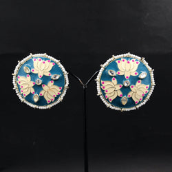 Zevar Earrings Sky blue Kundan Minakari earrings Design By Zevar