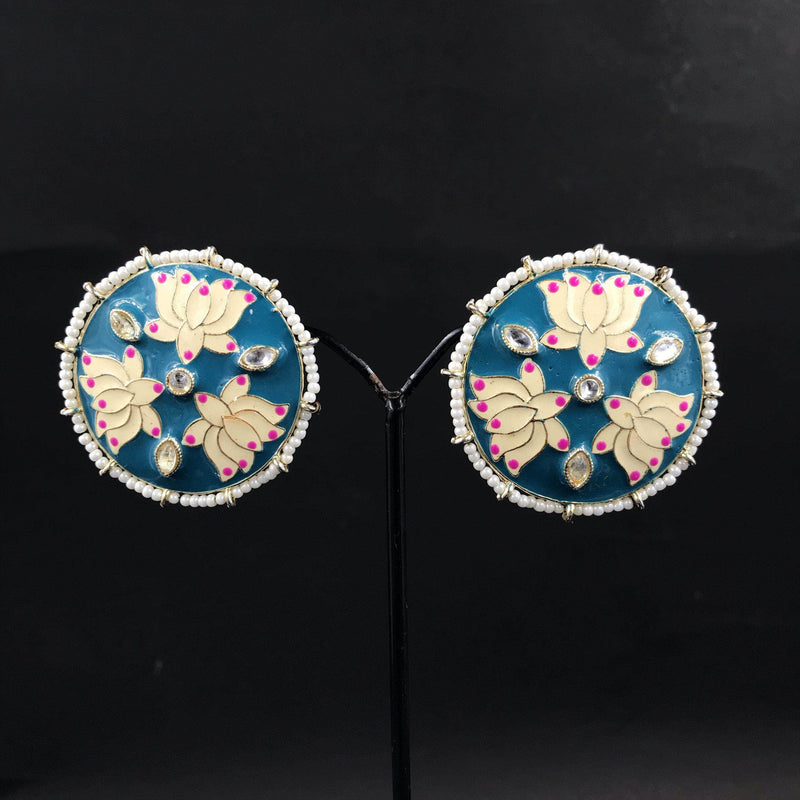 Zevar Earrings Sky blue Kundan Minakari earrings Design By Zevar