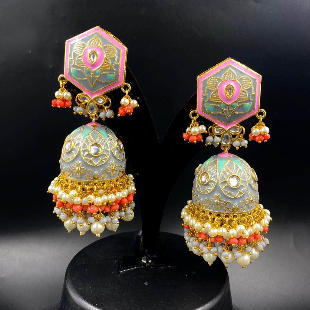 Zevar Earrings Stunning Indian/Punjabi Bollywood Gorgeous jhumka earrings Set By Zevar.