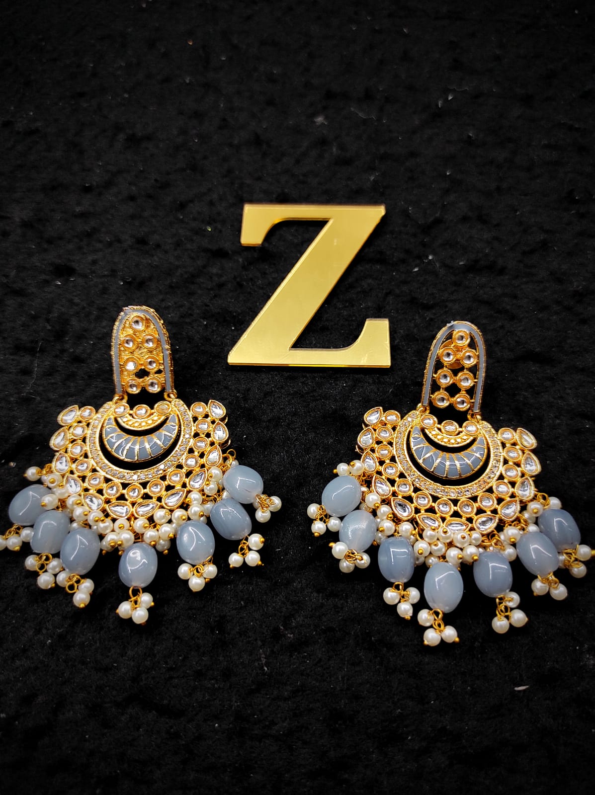 Zevar Earrings Traditional kundan earrings ad stone Set By Zevar