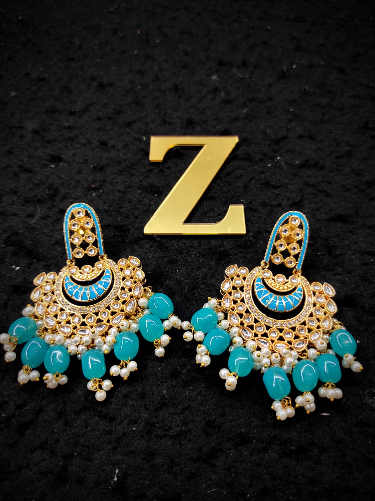 Zevar Earrings Traditional kundan earrings ad stone Set By Zevar