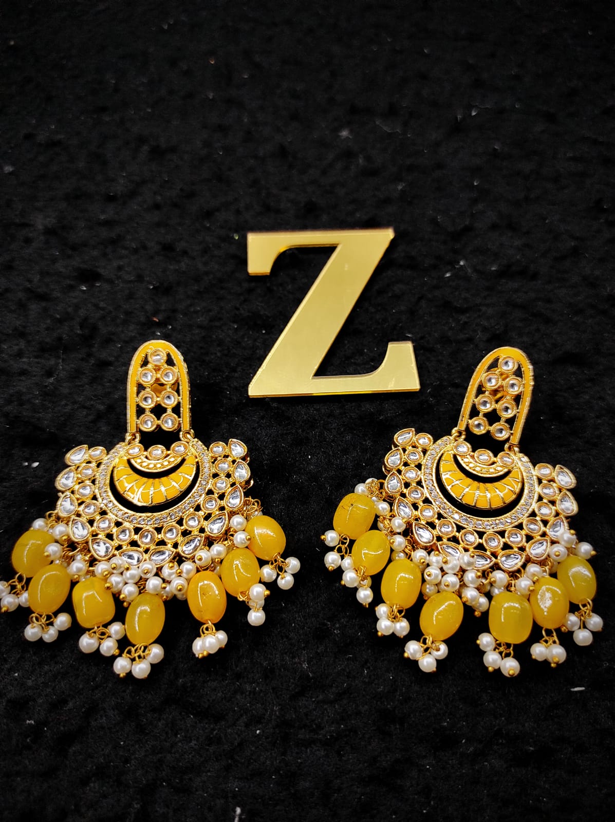 Zevar Earrings Traditional kundan earrings ad stone Set By Zevar