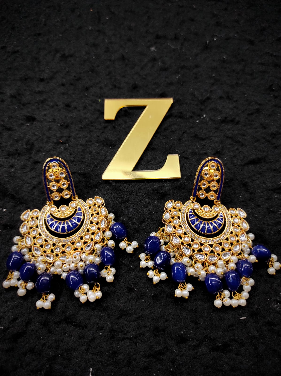 Zevar Earrings Traditional kundan earrings ad stone Set By Zevar