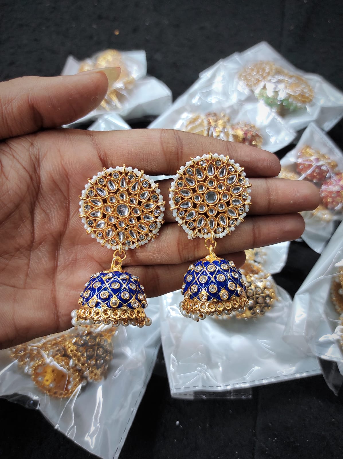 Zevar Earrings Traditional kundan meenakari jhumka earrings ad stone Set By Zevar