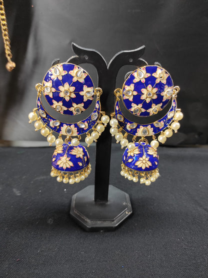 Zevar Earrings TRADITIONAL KUNDAN MEENAKARI PEARL EARRINGS BY ZEVAR.