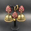 Zevar Earrings Very Beautifull Mehroon Maangtikka And Earring Set by Zevar.