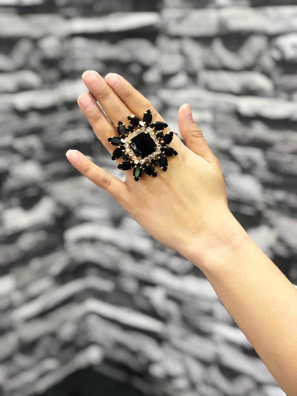 Zevar Finger Ring black All New Shabeena Latest Ring For Women By Zevar