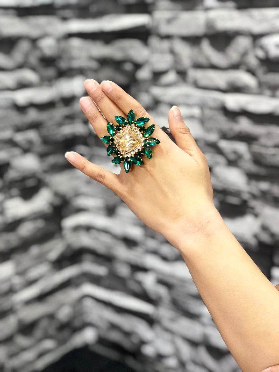Zevar Finger Ring green All New Shabeena Latest Ring For Women By Zevar