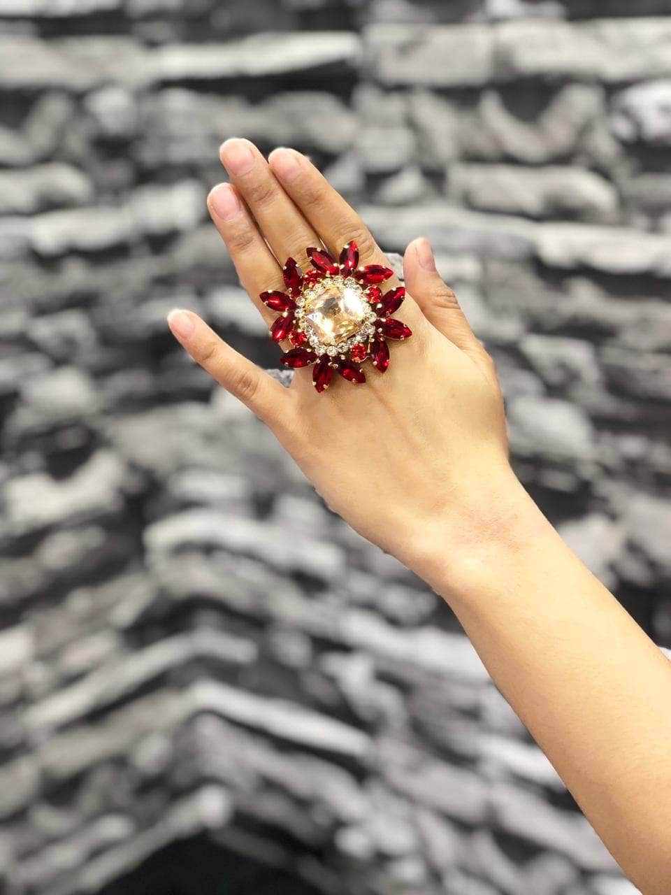 Zevar Finger Ring red All New Shabeena Latest Ring For Women By Zevar