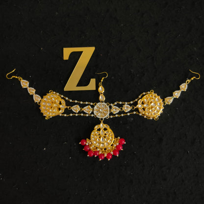 Zevar Gold-Plated Kundan-Studded & Pearl Beaded Handcrafted Matha Patti By Zevar