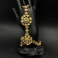 Zevar Haathphool Indian Punjabi Handcrafted Gold Polki Adjustable Hand Jewelry Bracelet Ring By Zevar.