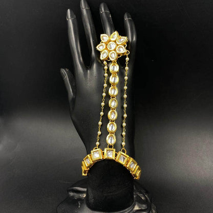 Zevar Haathphool Kundan bracelet/ Haathphool /finger bracelet/hand harness/Indian Bridal bracelet/hath panja By Zevar