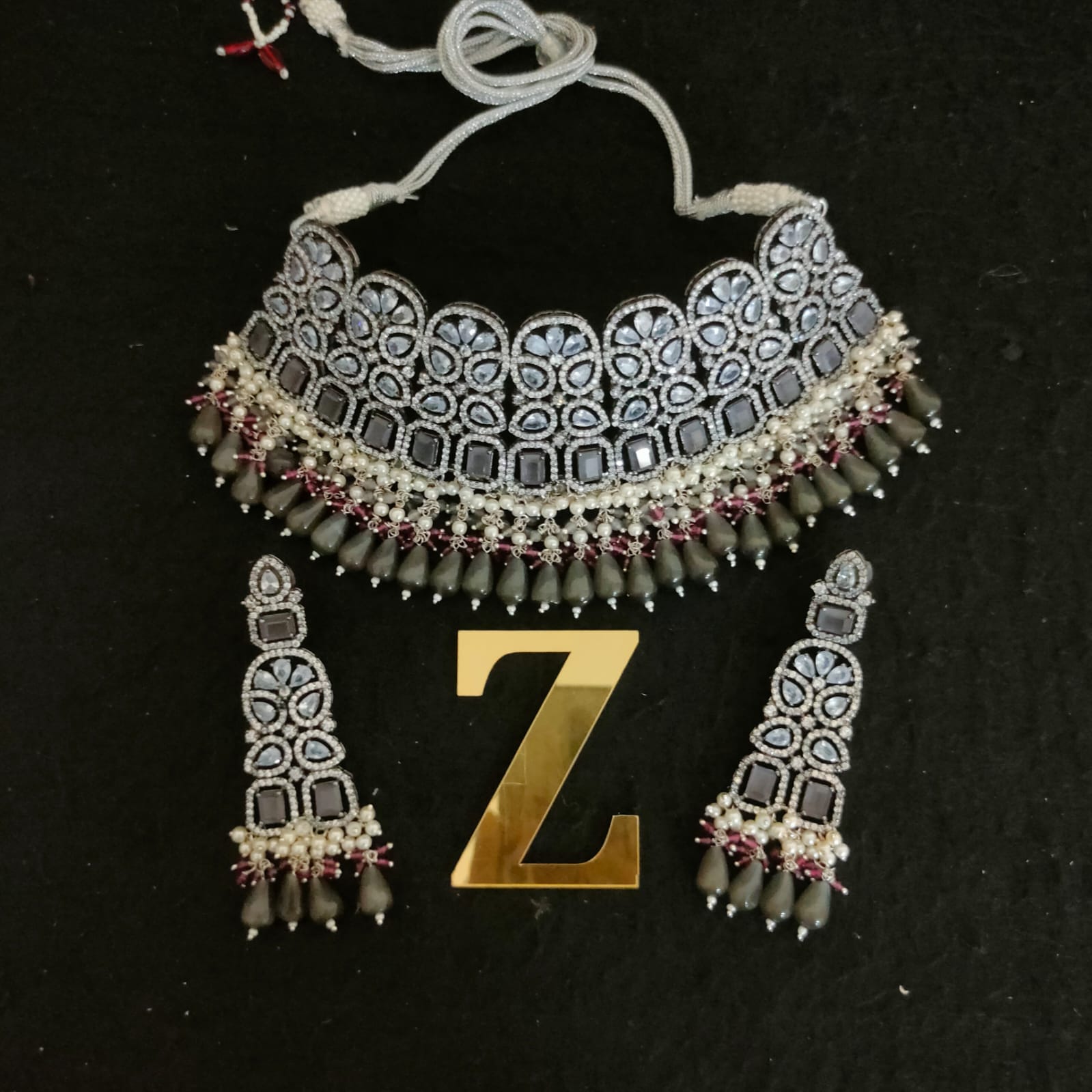 Zevar Jewelry AD Choker Necklace Set By Zevar