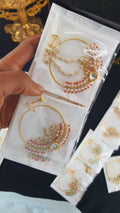 Zevar Jewelry Bridal nath nathni nose ring with a chain Set By Zevar.