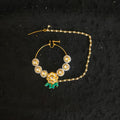 Zevar Jewelry Bridal polki nath nathni nose ring with a chain, No piercing needed By Zevar.