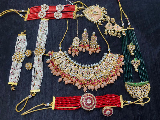 Zevar Jewelry Copy of Combo Sets Kundan Meenakari Choker Necklace & Long Necklace Set By Zevar