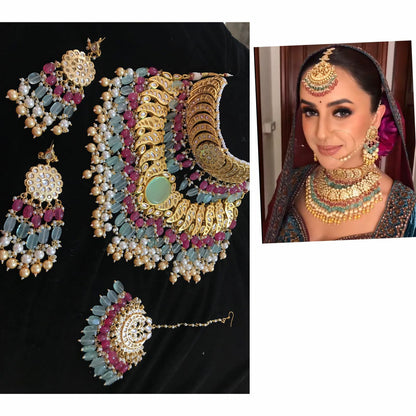 Zevar Jewelry Copy of Green Kundan Bridal Jewellery Necklace set By Zevar