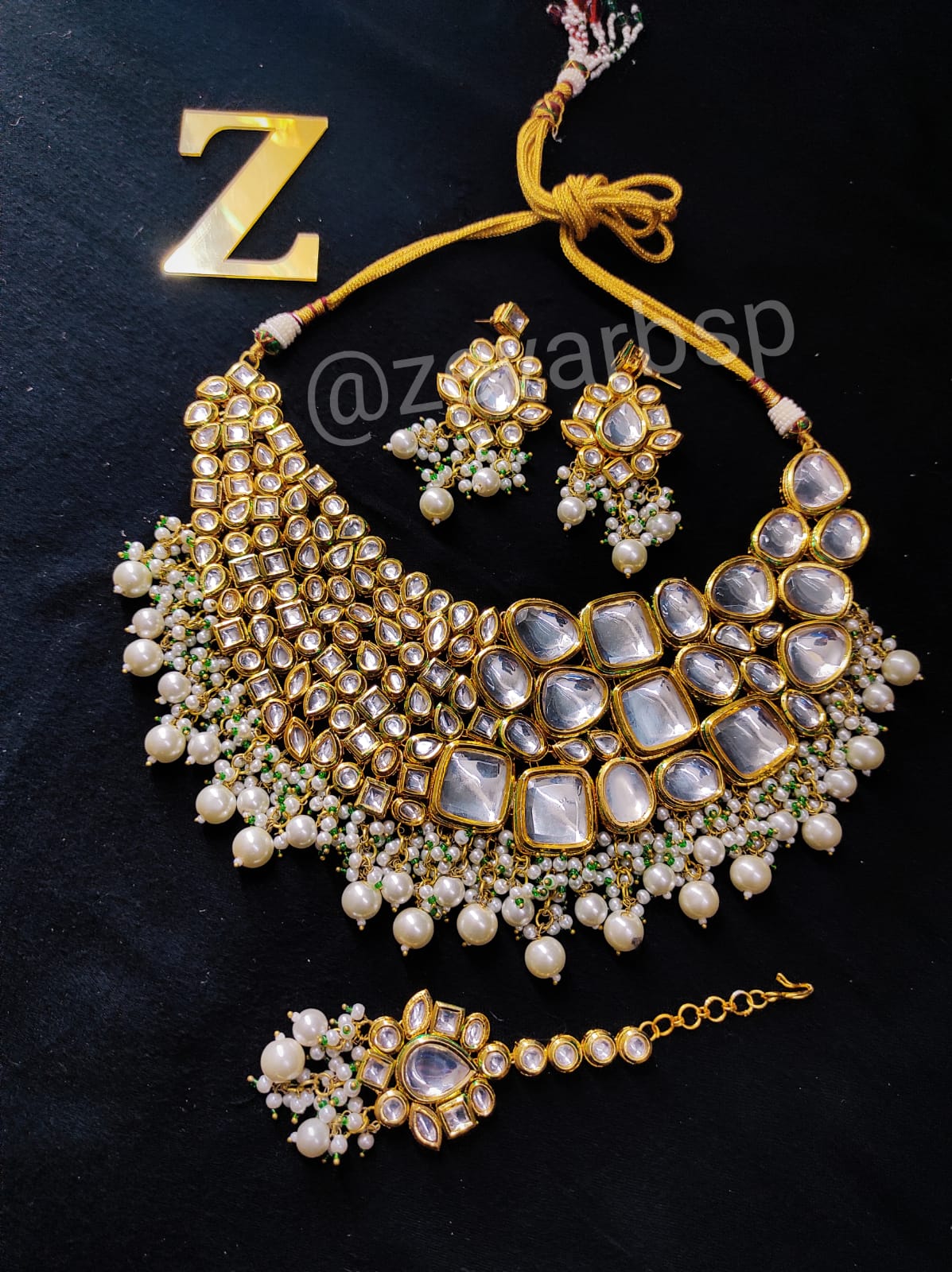 Zevar Jewelry Copy of High Quality Kundan Bridal Jewellery Earring With Maangtika Set By Zevar