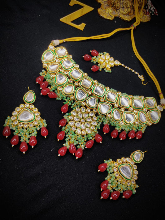 Zevar Jewelry Copy of High Quality Kundan Bridal Jewellery Meenakari Work Back Side Set By Zevar