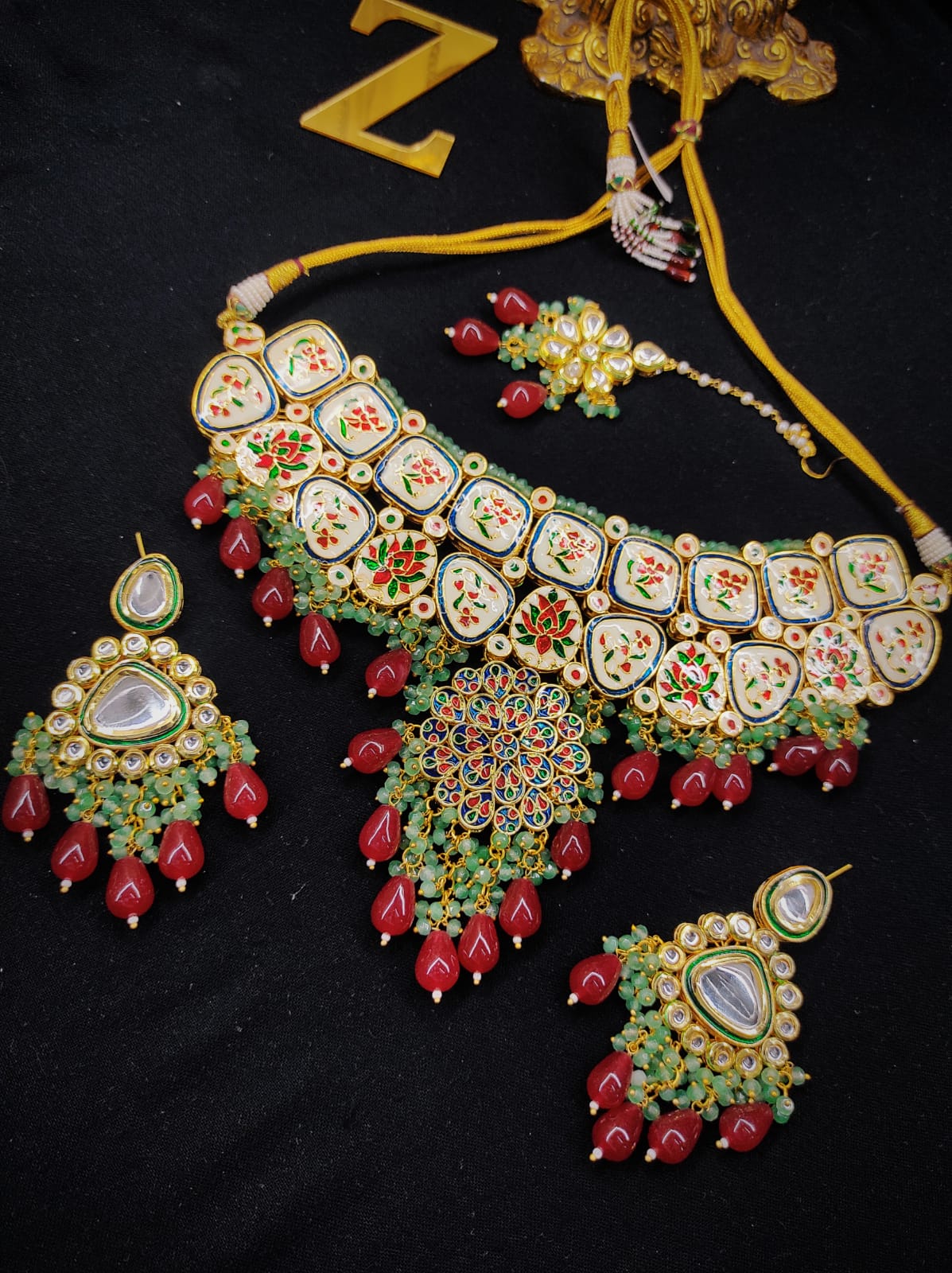 Zevar Jewelry Copy of High Quality Kundan Bridal Jewellery Meenakari Work Back Side Set By Zevar