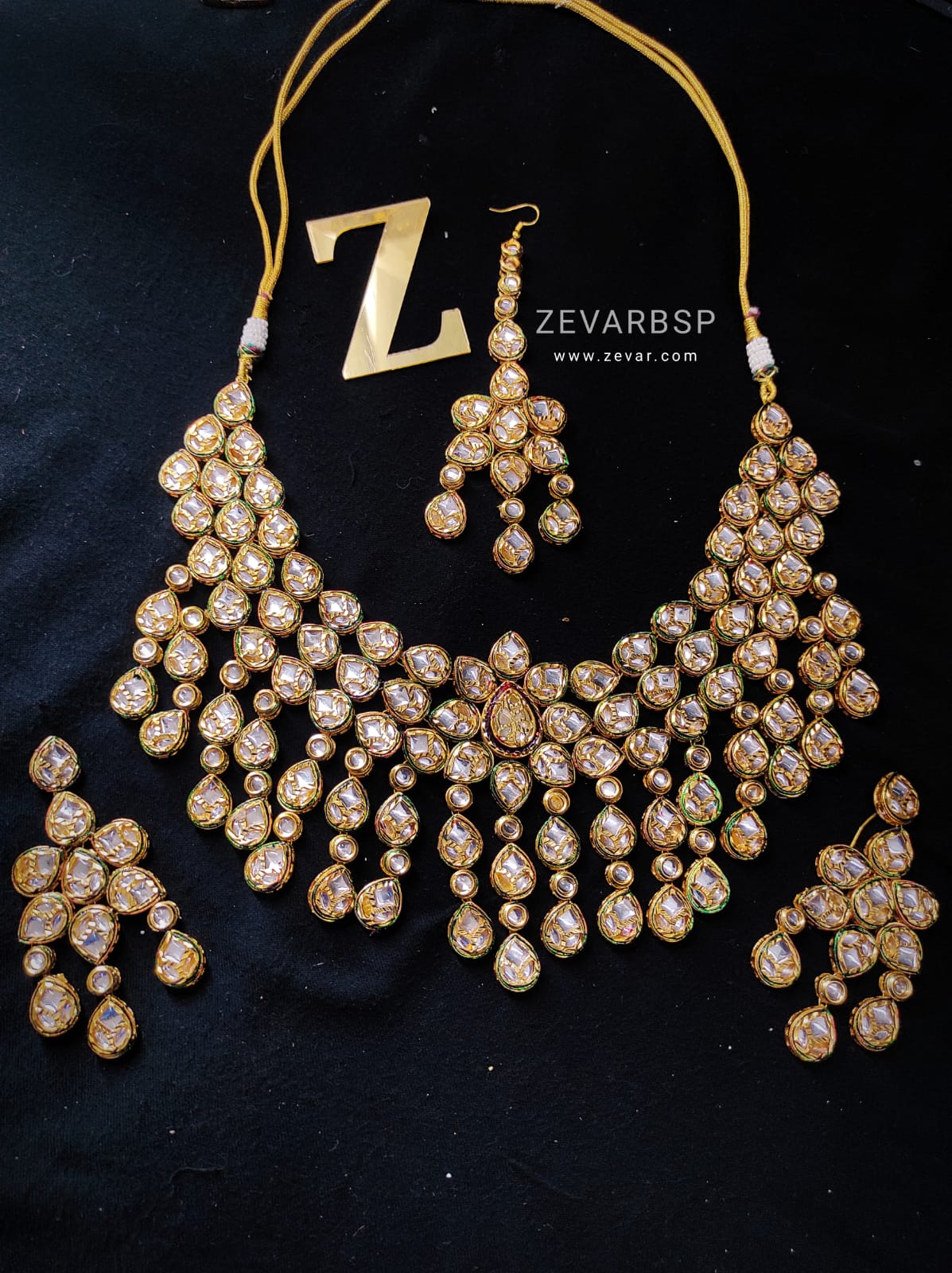 Zevar Jewelry Copy of High Quality Kundan Choker Necklace Meenakari Work Back Side Set By Zevar